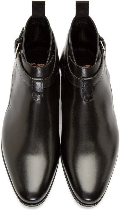 Shop Saint Laurent Black Leather London Ankle Boots