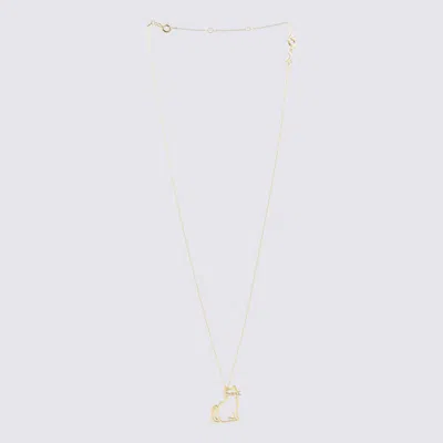 Shop Alíta Alita Gold Tone Metal Miau Enamel Necklaces In Gold/white/pink