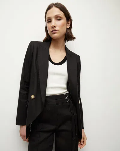 Shop Veronica Beard Didion Stretch-linen Jacket In Black