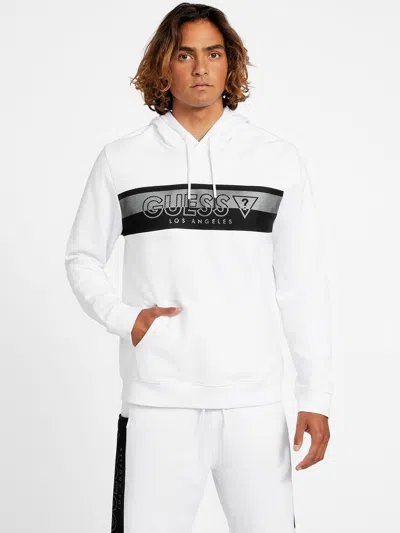 Shop Guess Factory Khaled Mesh Logo Hoodie In White