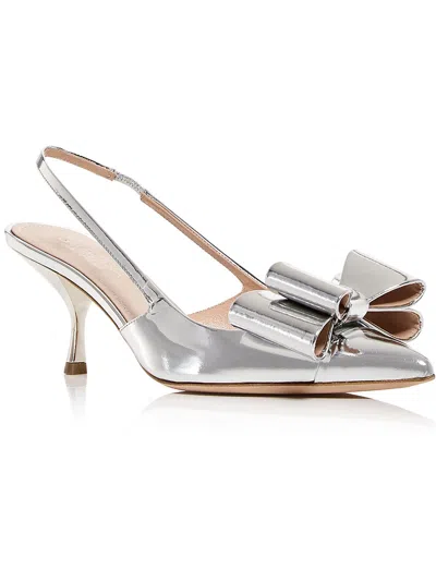 Shop Giambattista Valli Womens Patent Leather Slingback Heels In Silver