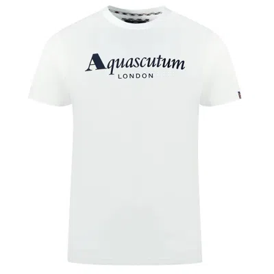 Shop Aquascutum Classic Cotton Logo Tee With Flag Men's Detail In White