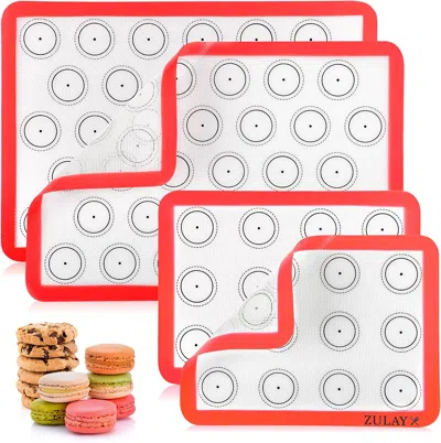 Zulay Kitchen Non-stick & Reusable Silicone Baking Mats With Pre-printed Template Design (set Of 4)