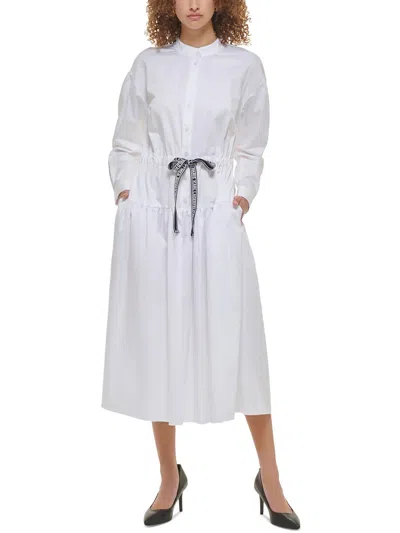 Shop Karl Lagerfeld Womens Cotton Maxi Shirtdress In White