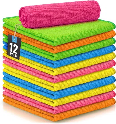 Zulay Kitchen 12 Pack Highly Absorbent Microfiber Cleaning Cloths