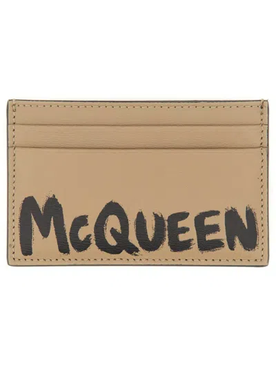 Shop Alexander Mcqueen Paper Holder "graffiti" In Beige