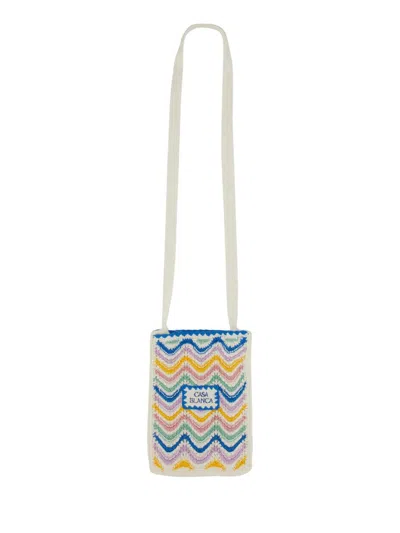 Shop Casablanca Crochet Shoulder Bag In Multicolour