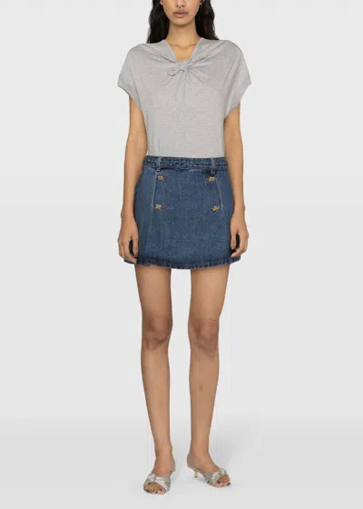 Shop Self-portrait Blue Rock Miniskirt In Mid Blue