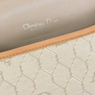 Shop Dior Honeycomb Beige Canvas Shoulder Bag ()