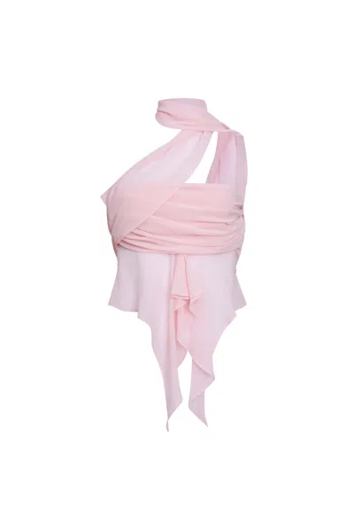 Danielle Guizio Ny Chiffon Wrap Around Top In Cotton Candy