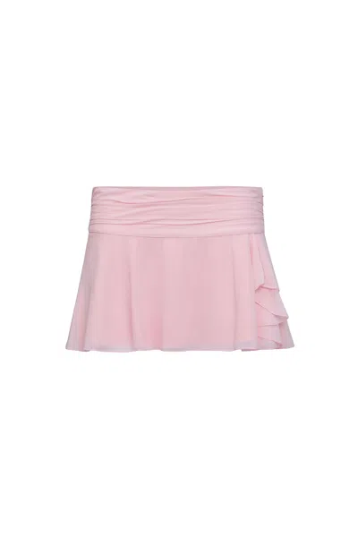 Danielle Guizio Ny Chiffon Slit Mini Skirt In Cotton Candy