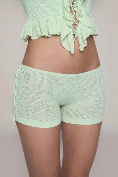 Shop Danielle Guizio Ny Knit Side Tie Short In Pistachio