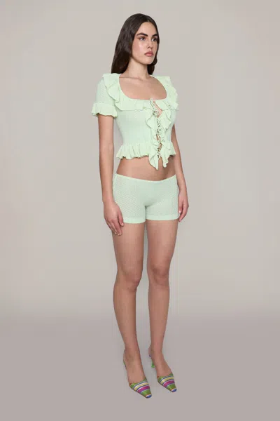 Danielle Guizio Ny Knit Side Tie Short In Pistachio