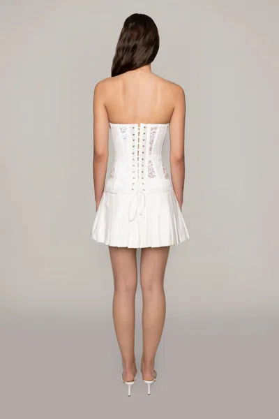 Danielle Guizio Ny Lyneth Pleated Mini Skirt In White