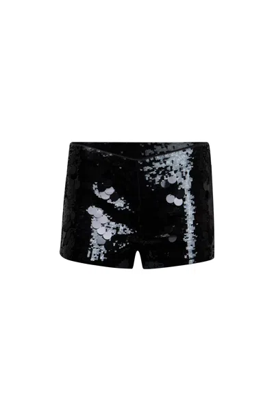 Shop Danielle Guizio Ny Paillette Short In Black