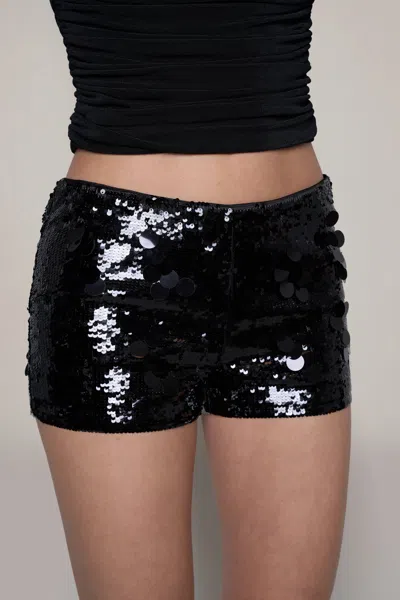 Shop Danielle Guizio Ny Paillette Short In Black