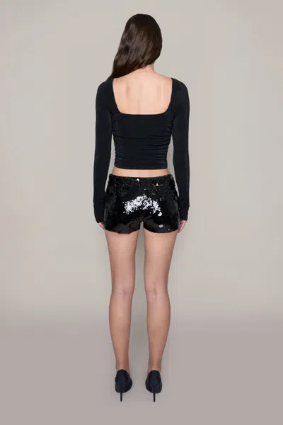 Shop Danielle Guizio Ny Paillette Short In Black