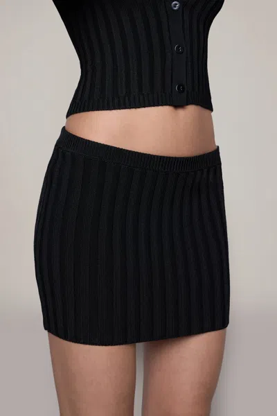 Danielle Guizio Ny Slinky Rib Mini Skirt In Black