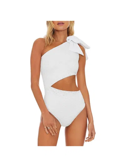 Shop Beach Riot Womens Embroidered Nylon One-piece Swimsuit In White