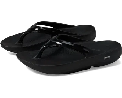 Shop Oofos Women's Oolala Sandal In All Black In Multi