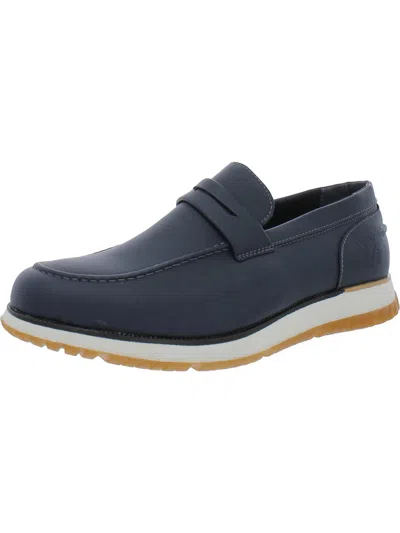 Shop New York And Company Ronan Mens Faux Leather Loafers In Blue