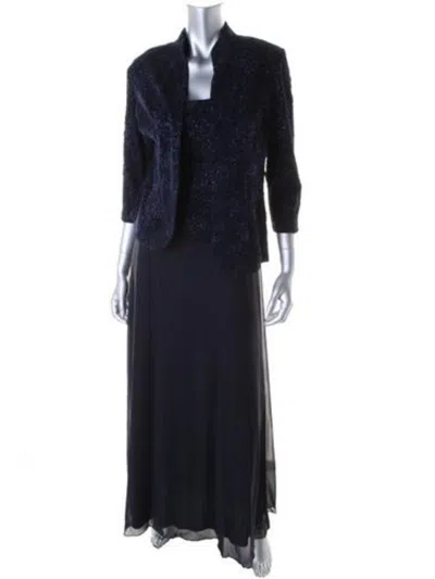 Shop Alex Evenings Womens Metallic Sleeveless Dress With Jacket In Blue