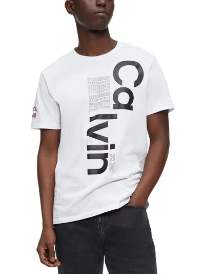 Shop Calvin Klein Mens Cotton Crewneck Logo T-shirt In White