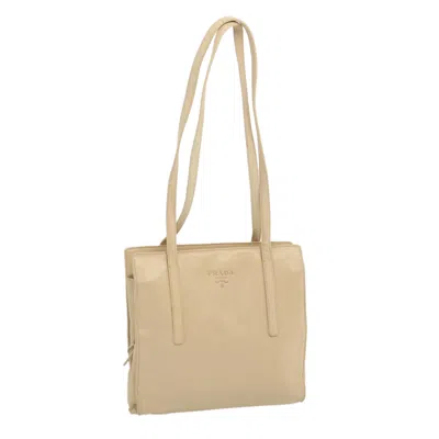 Shop Prada Leather Shoulder Bag () In Beige