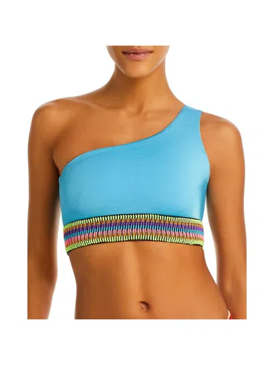Shop Peixoto Zoni Womens One Shoulder Crop Bikini Swim Top In Blue