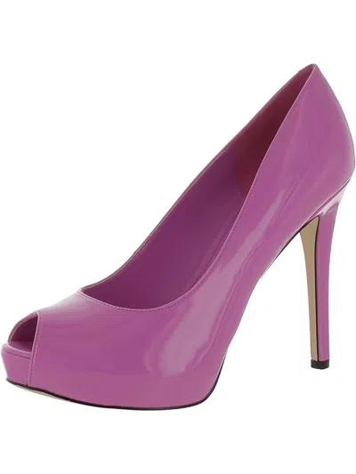 Shop Nine West Hethr 3 Womens Patent Peep-toe Platform Heels In Pink