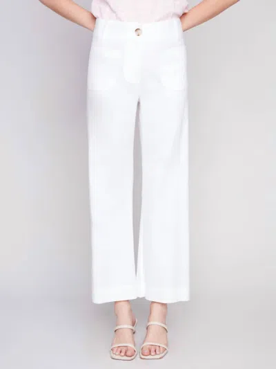 Shop Charlie B Cropped Linen Blend Straight Leg Pant In White