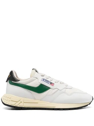 Shop Autry "reelwind" Sneaker With Green Details In White