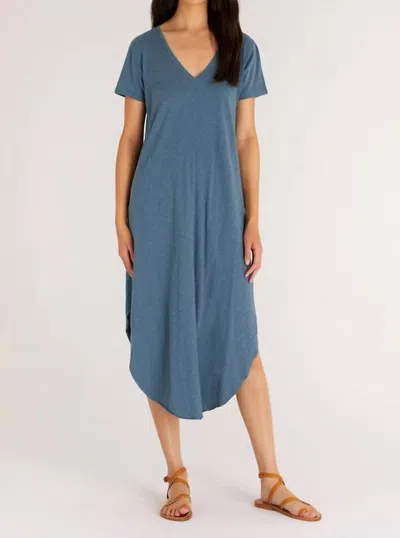Shop Z Supply Short Sleeve Reverie Midi Dress In Carribean Blue