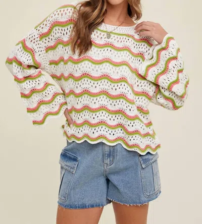 Shop Wishlist Wavy Crochet Sweater In White