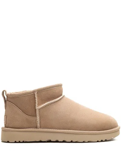 Shop Ugg Classic Ultra Mini Suede Boots In Beige