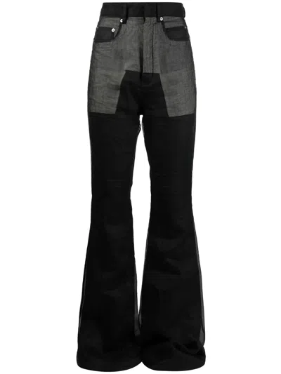 Shop Rick Owens Bolan Flared High-waisted Jeans