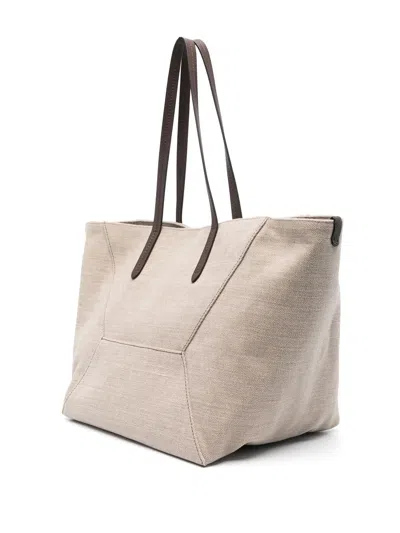 Shop Brunello Cucinelli Tote Bag With Monili Detail