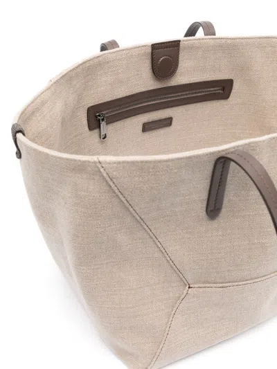 Shop Brunello Cucinelli Tote Bag With Monili Detail