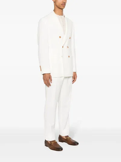 Shop Brunello Cucinelli Double-breasted Linen Suit