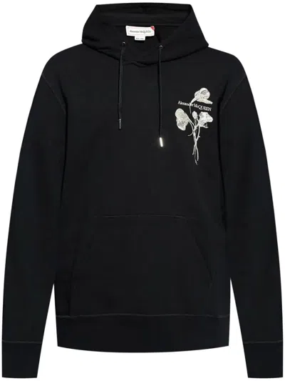 Shop Alexander Mcqueen Sweatshirt With Embroidery Clothing In Black