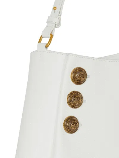 Shop Balmain Emblème Shoulder Bag In Leather