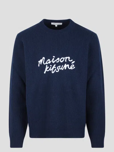 Shop Maison Kitsuné Embroidered Logo Wool Jumper