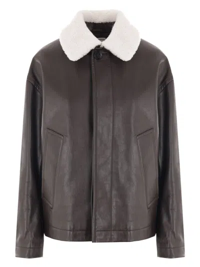 Shop Bottega Veneta Leather Jacket Clothing In Brown