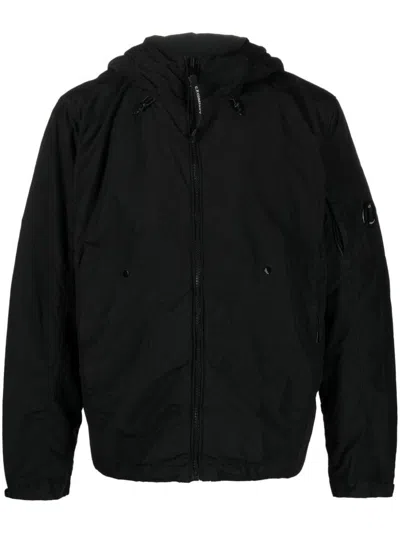 Shop C.p. Company Flatt Nylon Hooded Jacket In Black