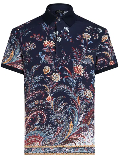 Shop Etro Floral Polo Shirt
