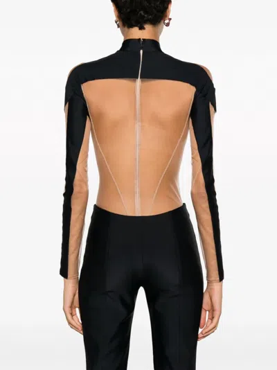 Shop Mugler Illusion Bodysuit With Semi-transparent Details