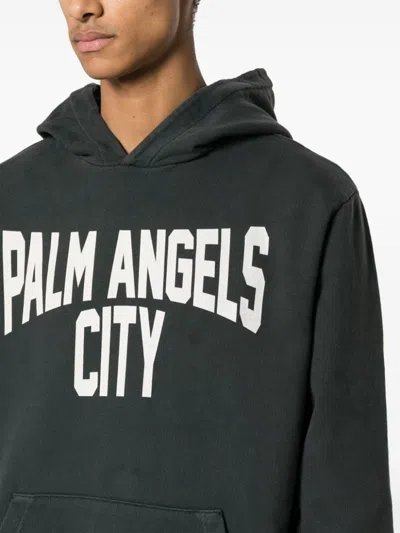 Shop Palm Angels Pa City Washed Hoody Dark Grey White