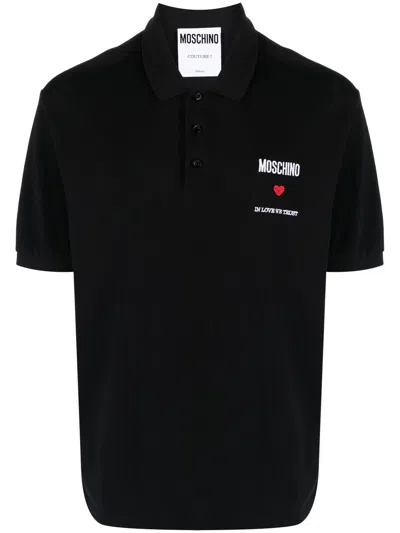Shop Moschino Polo Shirt With Embroidery