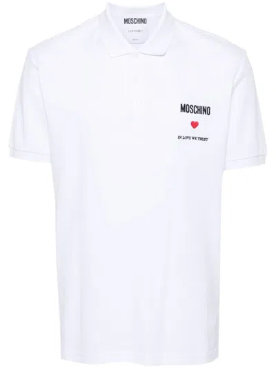 Shop Moschino Polo Shirt With Embroidery