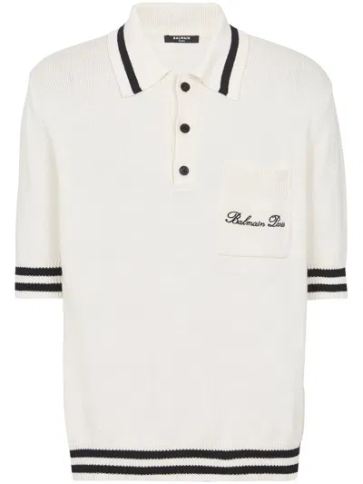 Shop Balmain Polo Shirt With Embroidery